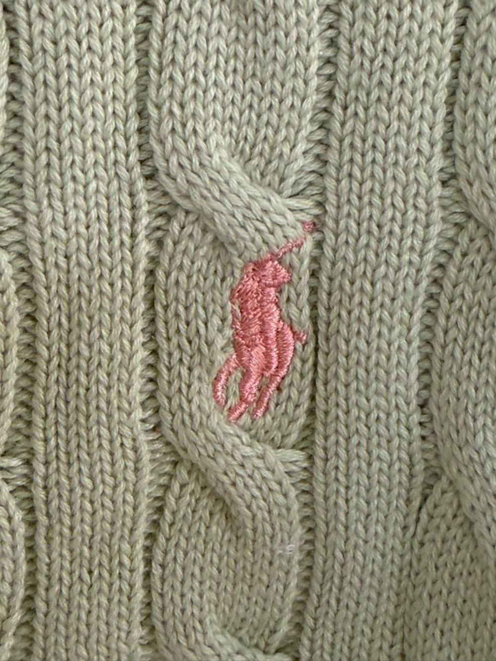 Ralph Lauren light green Cable-Knit Short-Sleeve Cardigan Size L - Picture 3 of 5